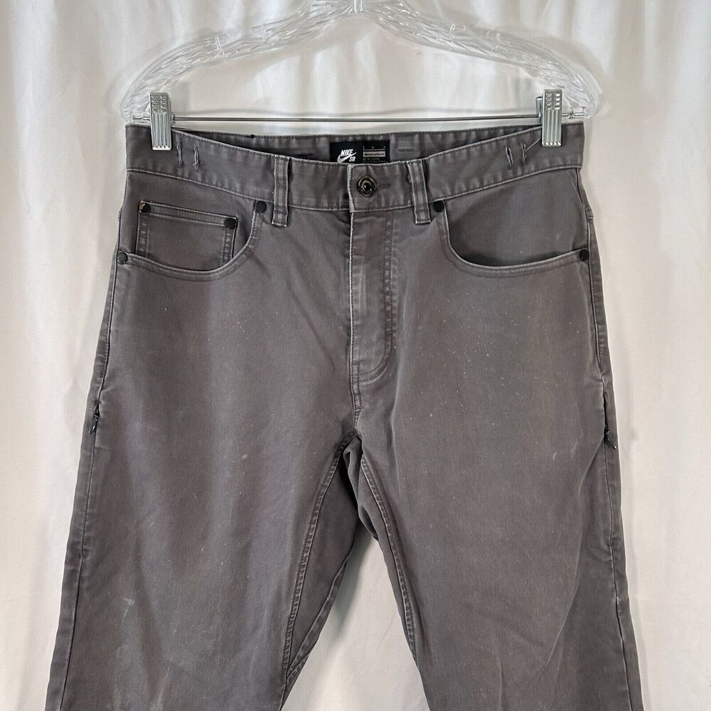 Nike SB Jeans Men's 32 Grey Distressed Cotton Blend Button Zip Vented Flaws - Picture 2 of 14